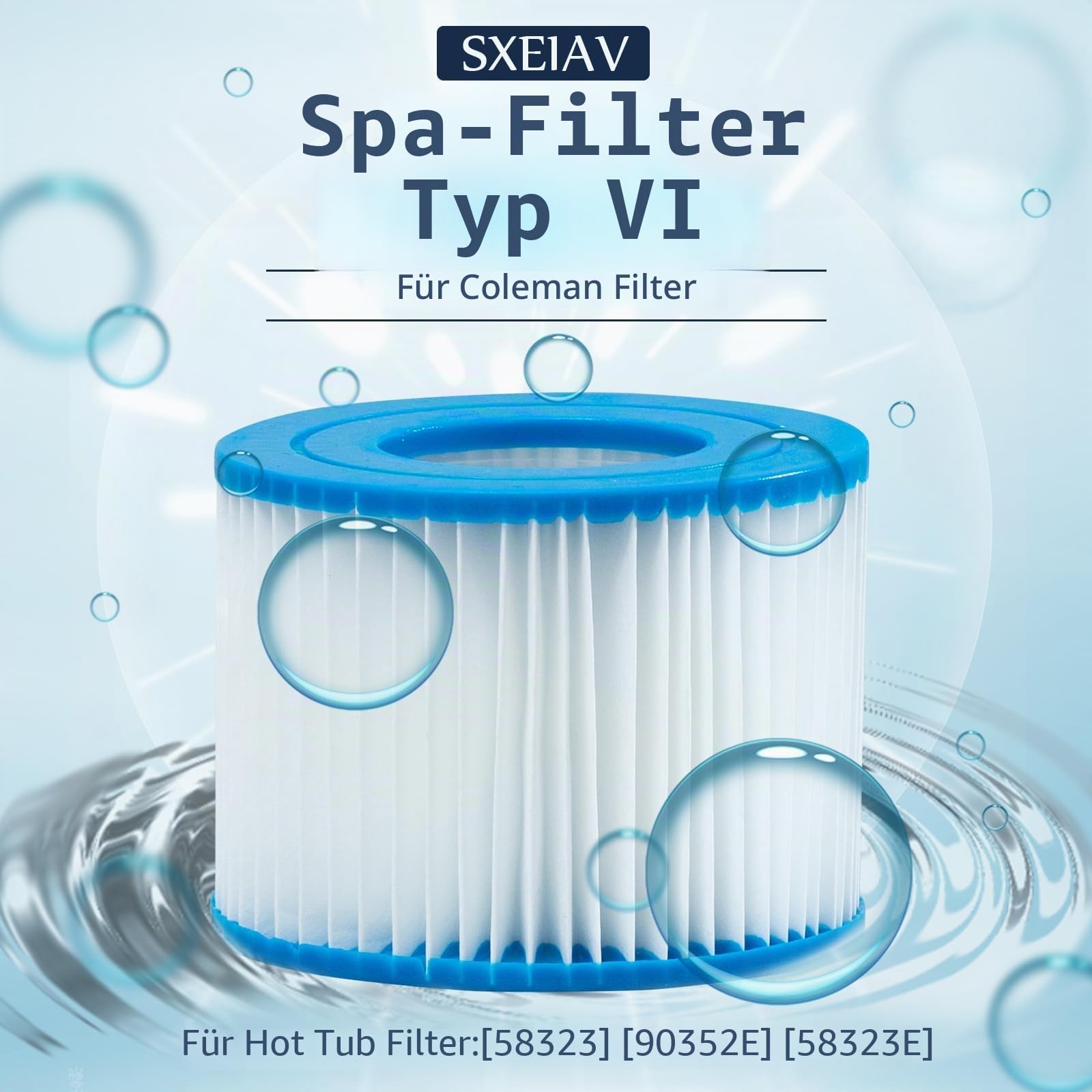 12 Stück Filter Cartridge VI, Typ VI Spa-Filter für Bestway Flowclear Pool Filter, für SaluSpa 90352E, Spa Filterkartuschen für Miami, für Vegas, für Monaco
