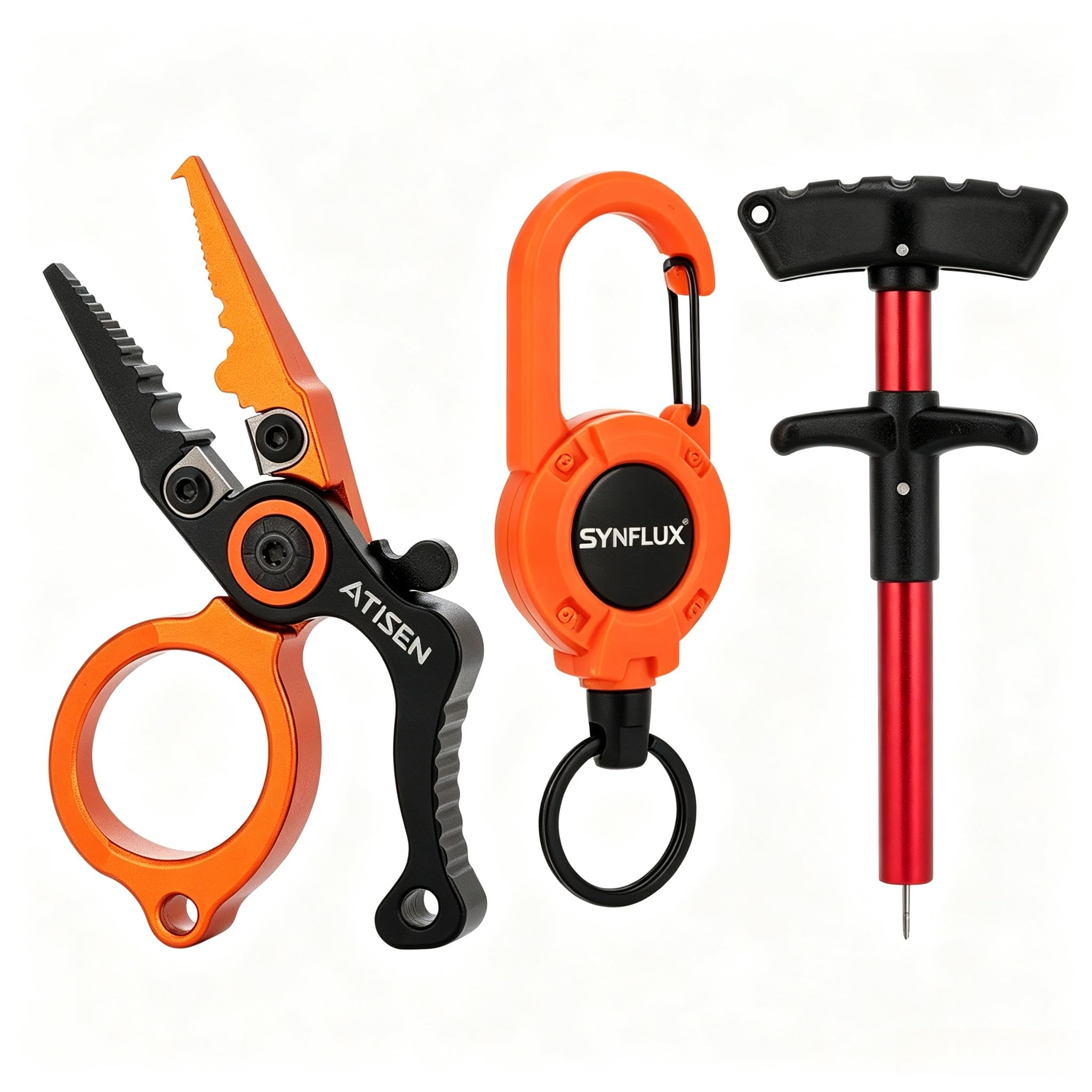 Edelstahl Angelzange mit Hakenentferner, Spaltringzange & Schnurschneider - Multi-Tool für Salzwasser & Süßwasser Angeln mit Sicherheitsverschluss + 2 Gratis Zubehör