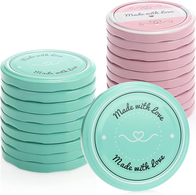 COM-FOUR® 20x replacement lid for jam jars "Made with Love" - screw lid for lintel jars and mason jars - TO 82 mm (20 pieces - Ø 82 mm)