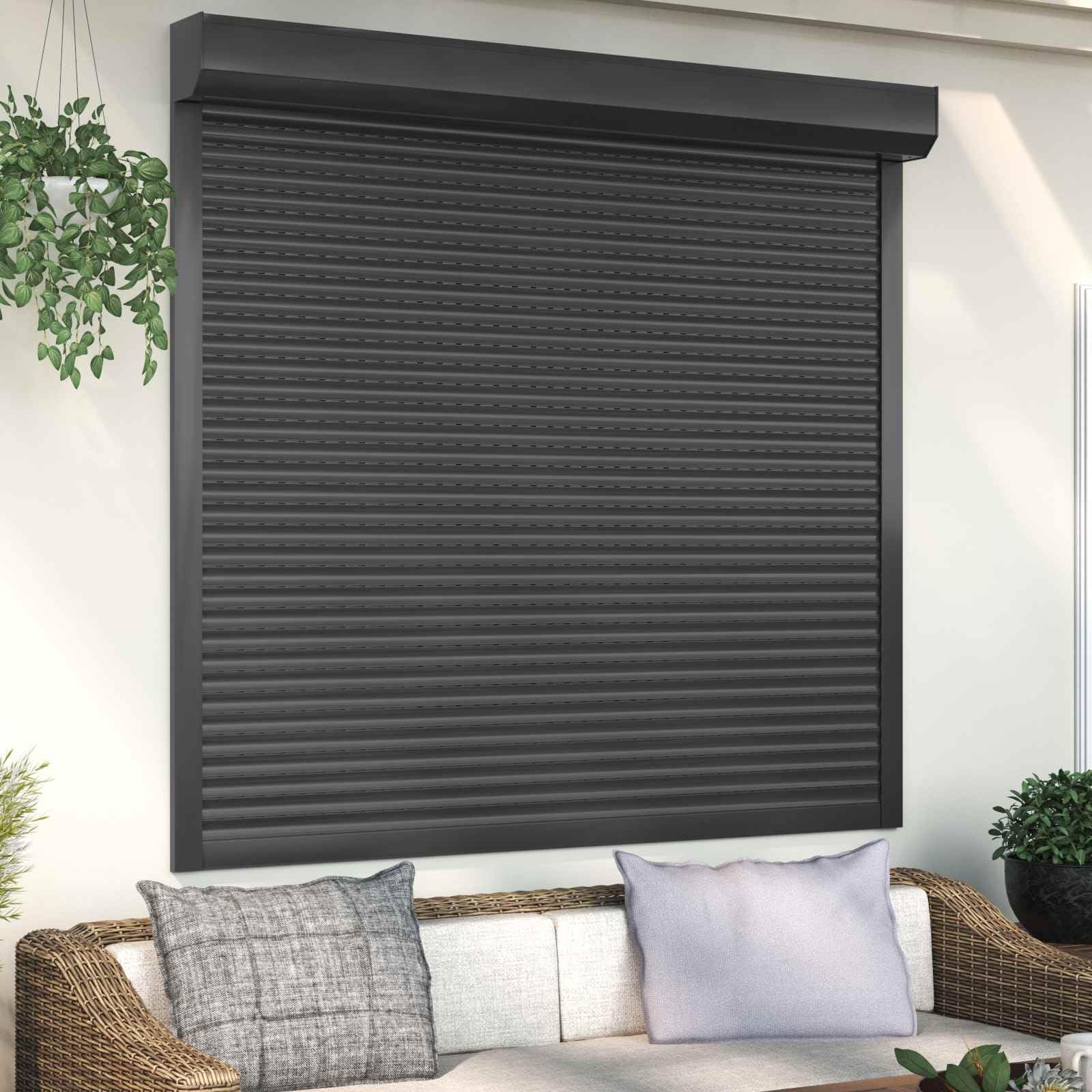 Volet roulant anthracite 160 x 150 cm en aluminium polyuréthane volet de fenêtre volet vénitien à lamelles pour façade extérieur intérieur brise-vue protection solaire