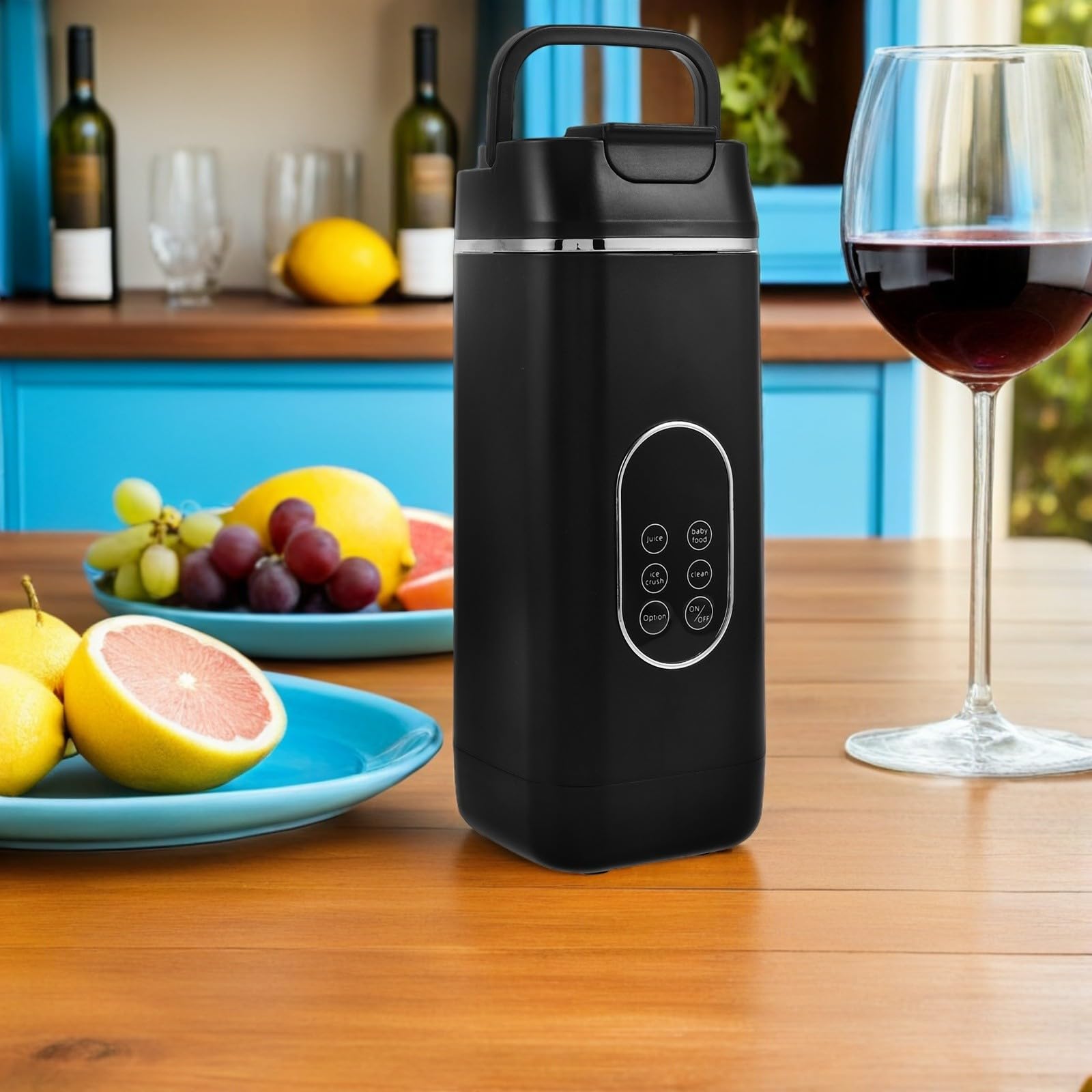 Hemobllo Frullatore Portatile per Smoothie da 420ml con 12 Lame, Ricaricabile Usb, in Plastica Nera, per Viaggi e Uso Domestico
