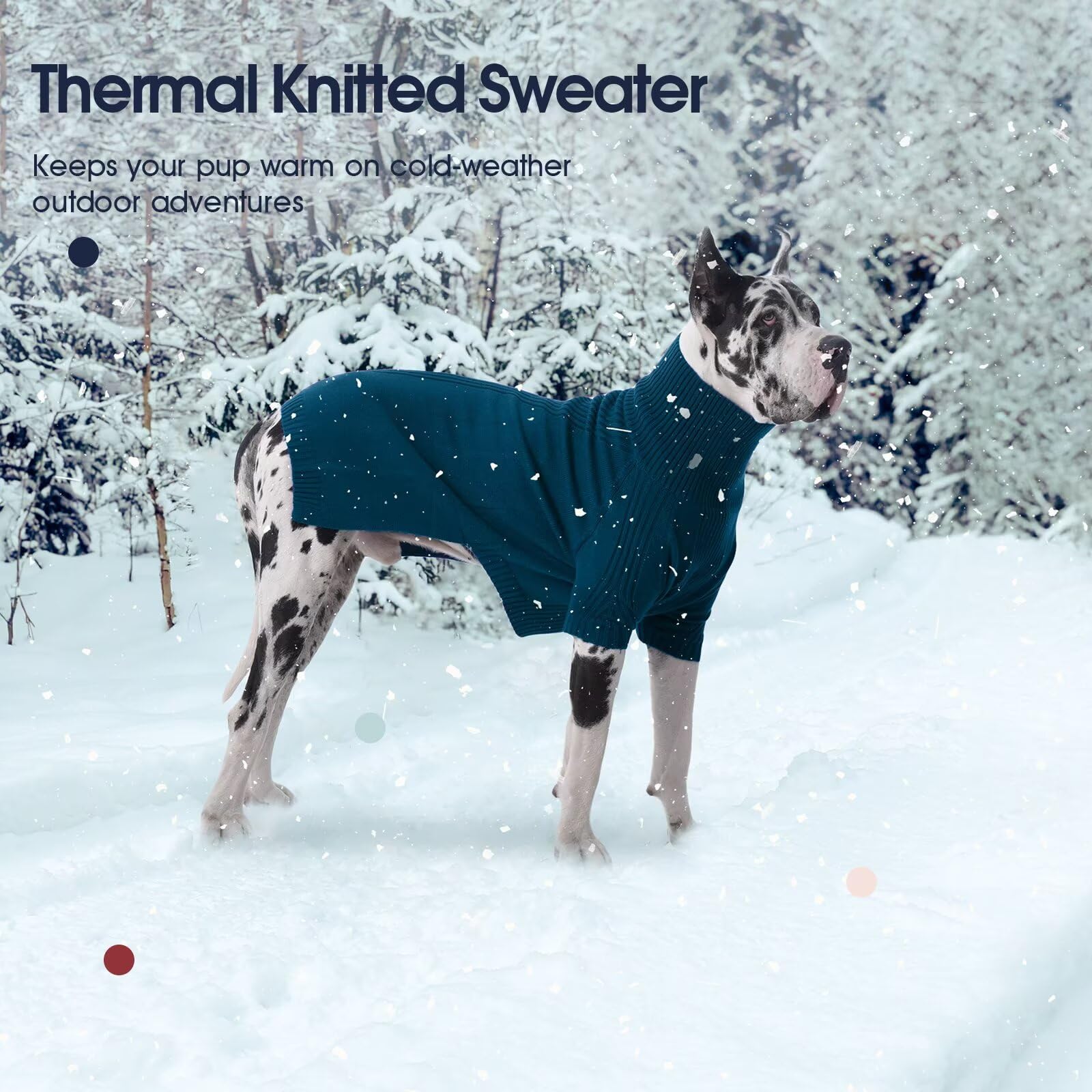IECOii Pull de Noël XXXL pour chien, pull pour chiens de très grande taille, fille et garçon, vêtements tricotés à col roulé pour l'automne et l'hiver, pull pour animal de compagnie, pull pour grand