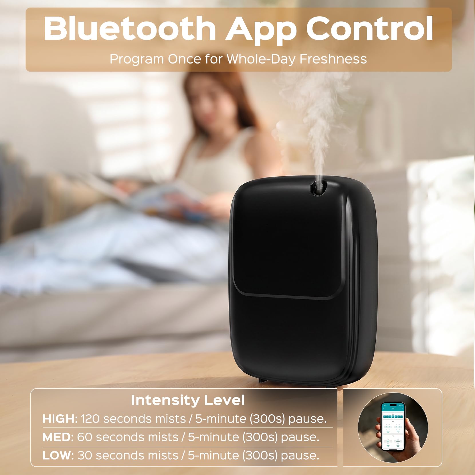 Diffusore di oli essenziali senz'acqua per casa e hotel, copertura di 3000 mq Smart Aromaterapia Profumo Air Machine, nebulizzatore ad aria fredda da 400 ml