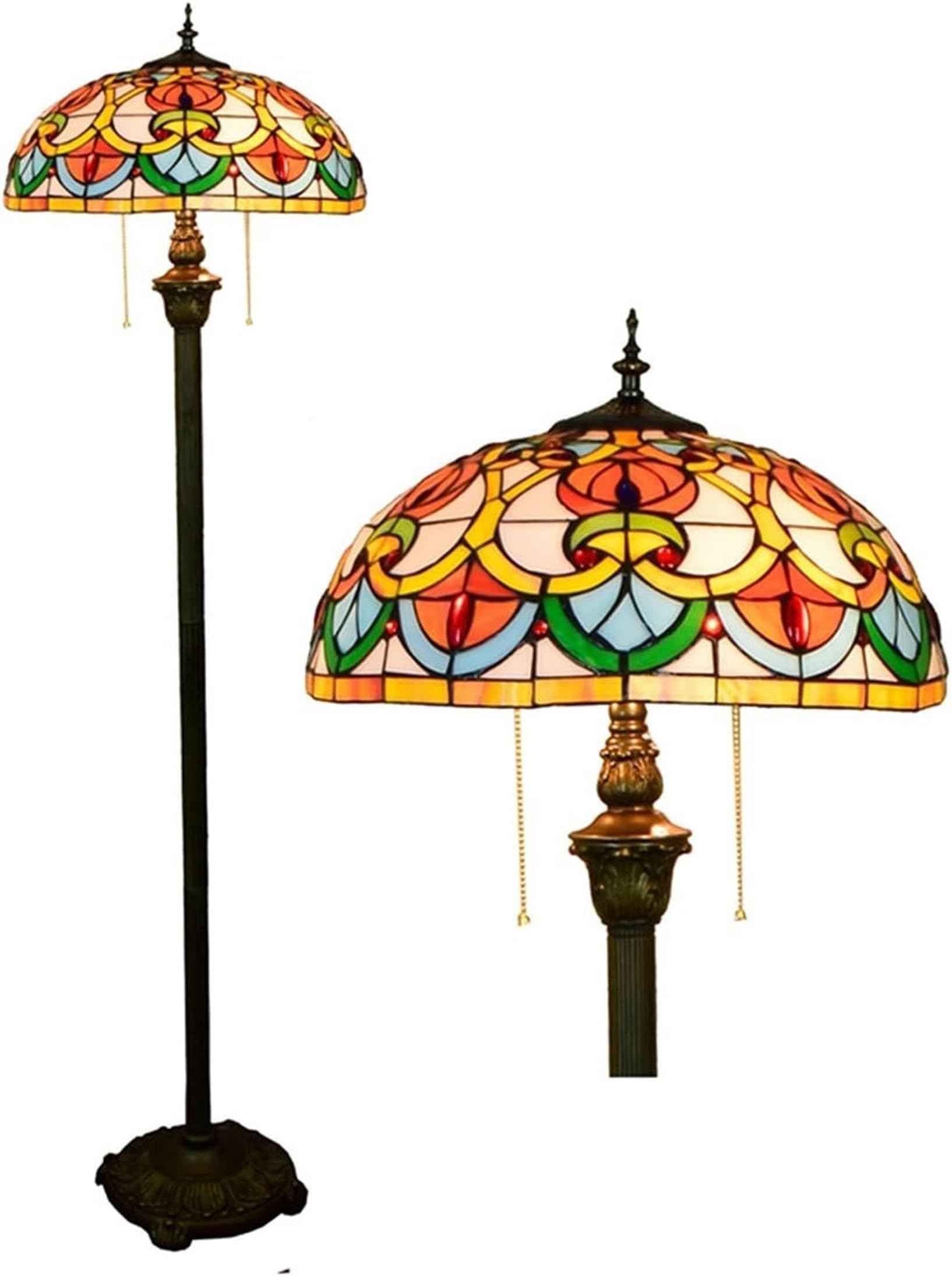 Lámpara de pie moderna para salón y cafetería con vidrieras artísticas retro