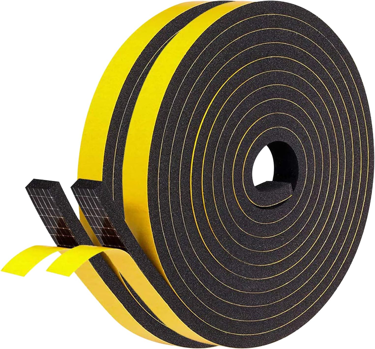 fowong Draft Excluder for Doors, 2 Rolls 12 mm(W) x 6 mm(T) Weather Stripping Door Window Seal Strip, Foam Seal Tape for Windows and Doors, 8m Length (2 X 4m Each)
