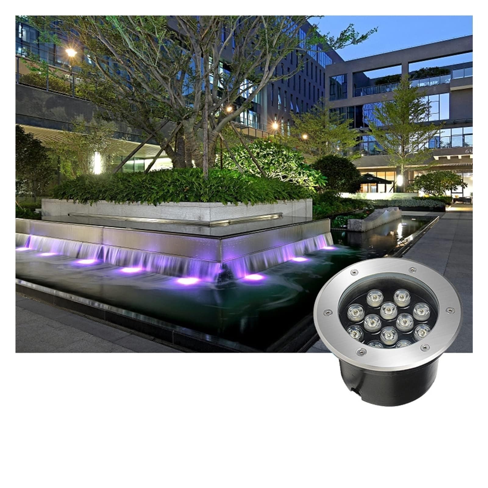 RGB-LED-Landschaftsstrahler, wasserdicht, IP68, Poolbeleuchtung, tauchfähig, Gartenleuchten für Teich, Brunnen, Spa, Terrasse, Rasen, Weg, 24 W Außenbeleuchtungslösung