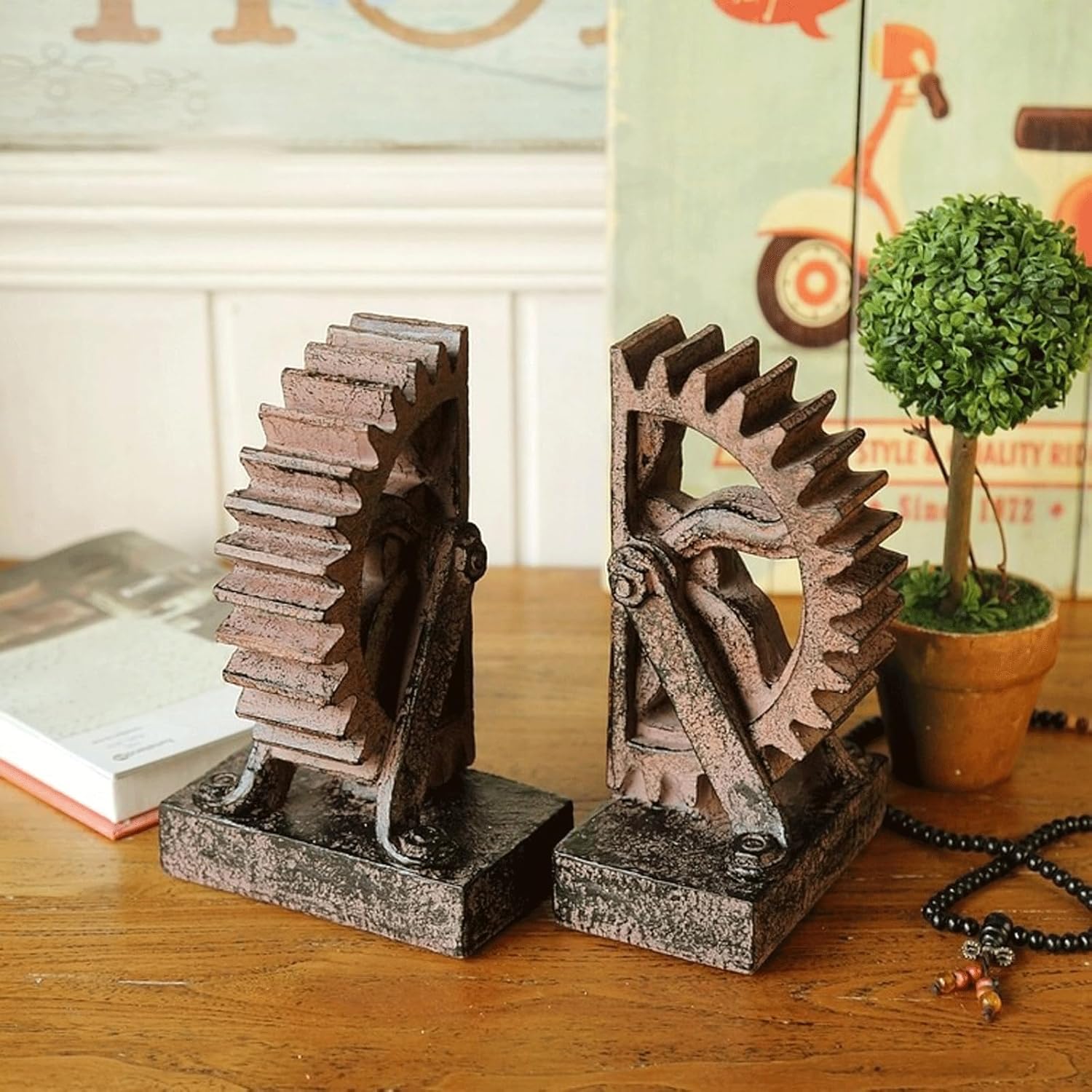 装飾ブックエンド ノルディックスタイルのギアブックは重い本のために終わり棚のための装飾的なブックエンドホームオフィスの装飾のためのユ