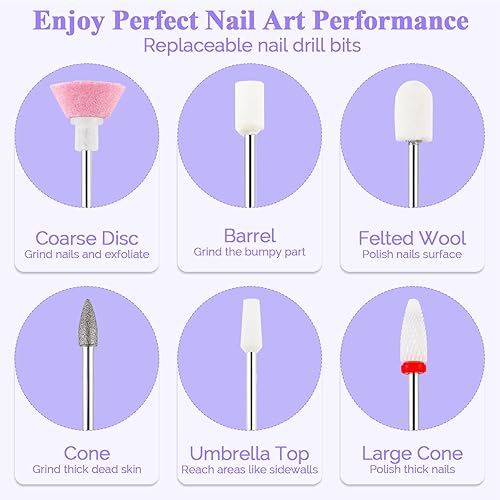 Miniatura 4 de Taladro de uñas inalámbrico portátil profesional, máquina de lima de uñas eléctrica recargable, lima E para uñas acrílicas, eliminación de esmalte