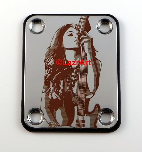 Miniatura 2 de Laser Girl 601sexy, placa cuello para guitarra Fender estilo, grabado, Negro