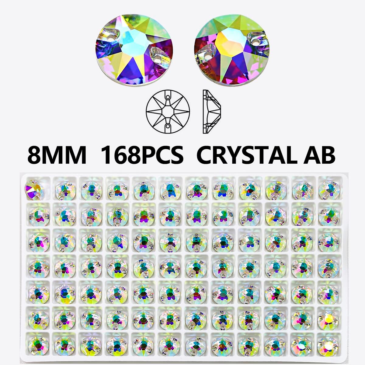 DONGZHOU Round Crystal AB Sew On Rhinestones Flatback Fancy Stone K5 Rhinestones with Holes Sewing Crystals Gemstone Strass for Clothes, Garments, Dress, Jewelry, Belt，Shoes and DIY 8 - Image 2