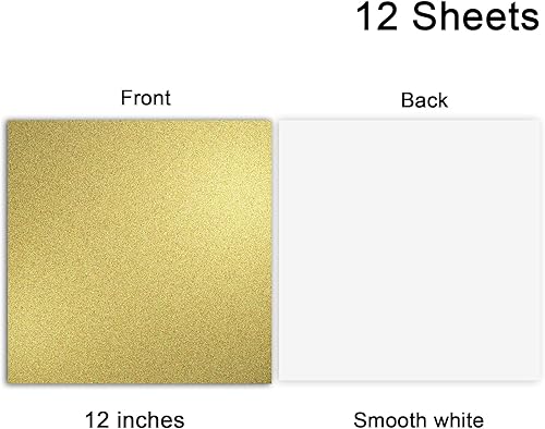 Miniatura 2 de YINUOYOUJIA Papel de cartulina dorada con purpurina, 12 hojas de 12 x 12 pulgadas, cartulina pesada con purpurina, papel brillante de alta calidad