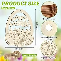 Vista 35 de 80 piezas de adornos de madera de primavera para pintar, 8 estilos de adornos de madera sin acabado para bricolaje, cortes en blanco