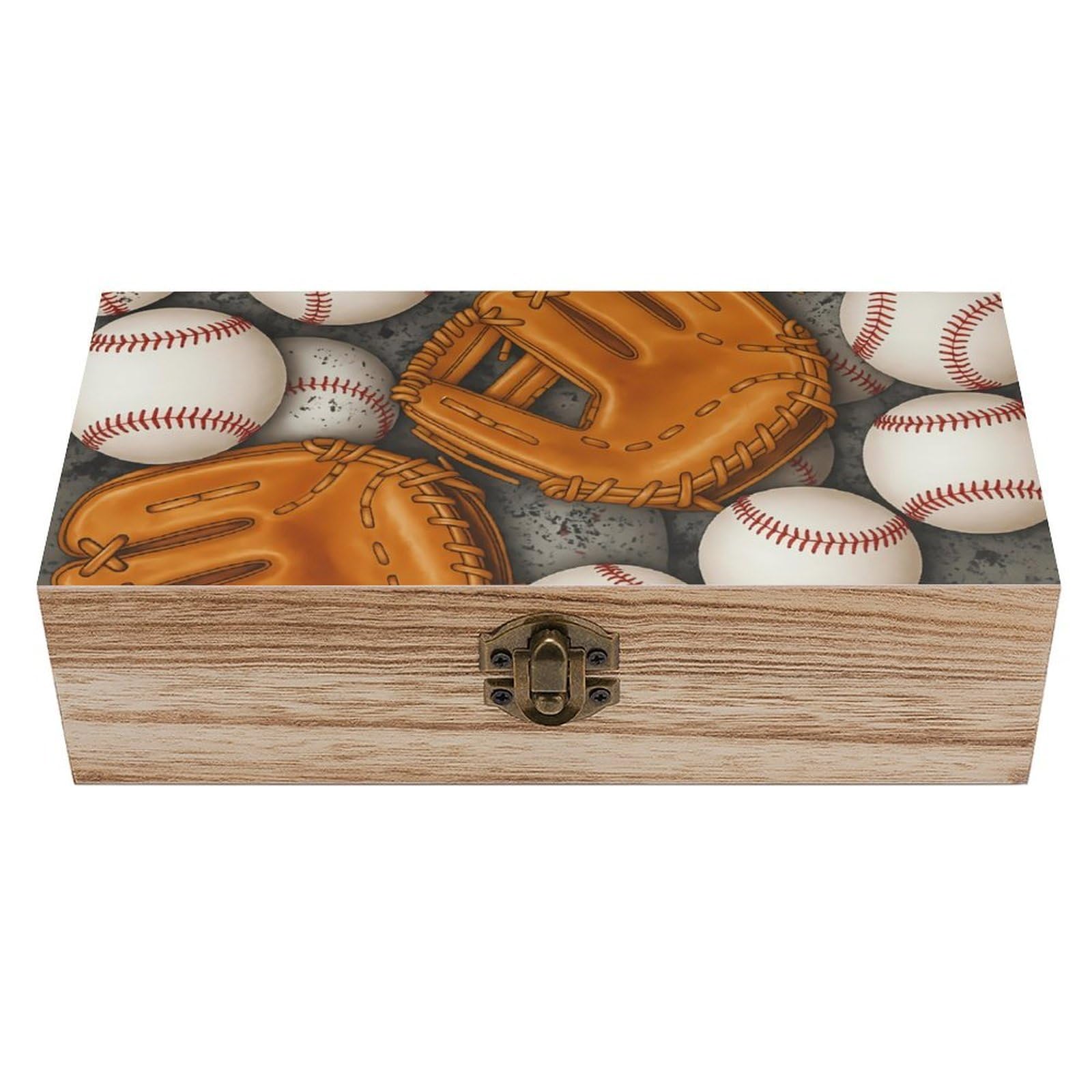 HLBSDM Baseballs Wooden Storage Vintage Keepsake Decorative Boxs