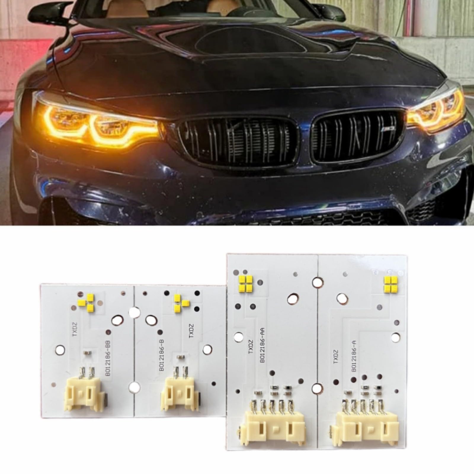 Yellow DRL Boards For 2018-2020 B-MW F80 M3 F32 F82 M4 F36 LCI 425d 430d 430dX 430i 430iX 435dX 440i 440iX Adaptive Headlight, Angel Eye, 63117493229, 63117493230 (Amber)