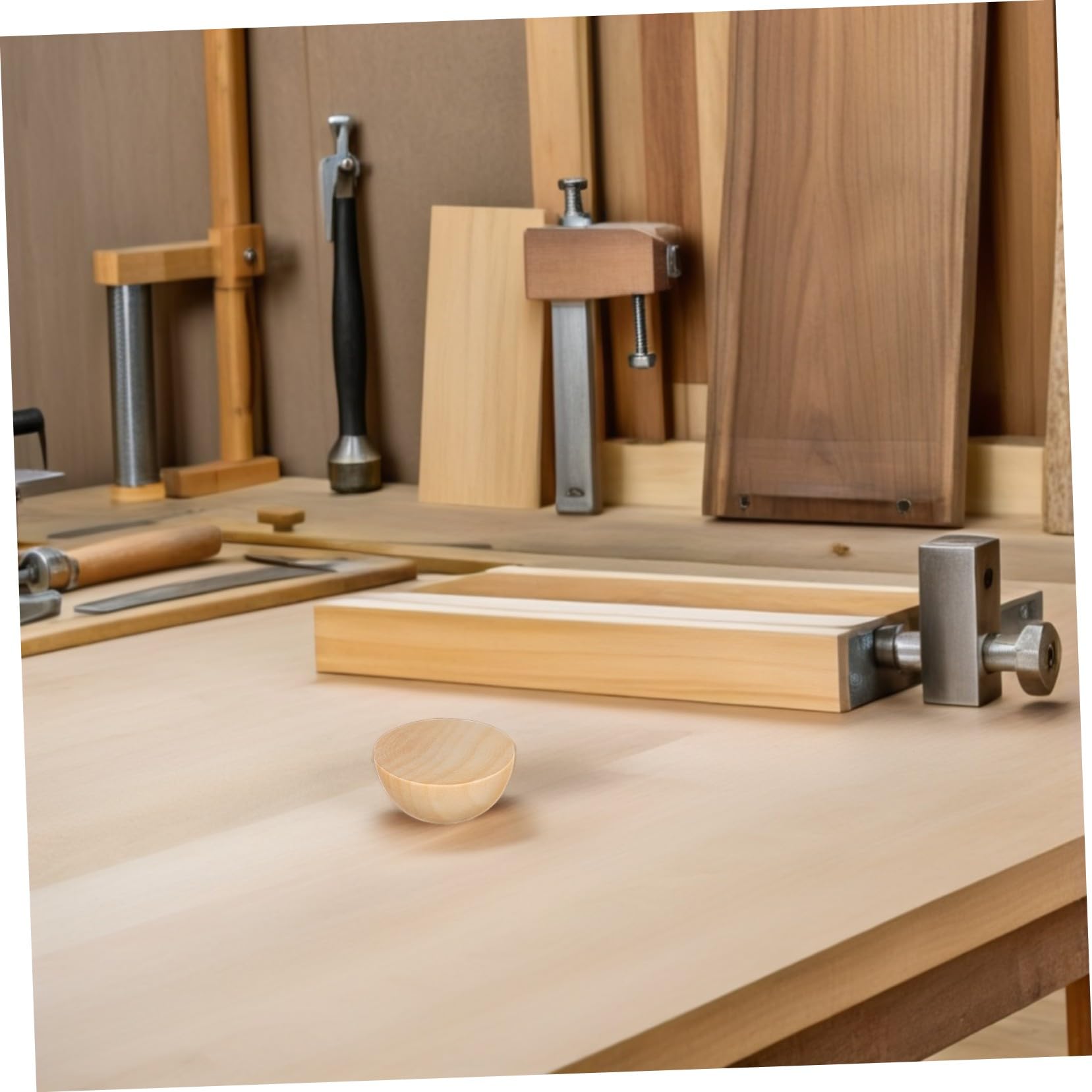 300 Piezas Bolas de Madera Semicirculares Sin Terminar Cuentas de Madera Divididas para Manualidades DIY Decoración Natural para Hogar y Proyectos Navideños