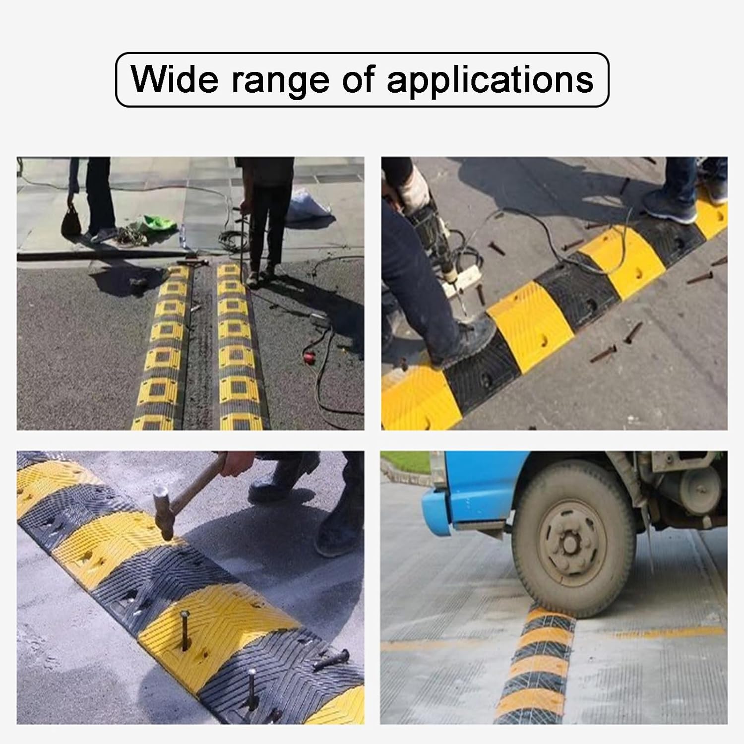 ゴム製スピードバンプ 道路用減速帯2個 100x38x5cm ゴム製道路バンプ 拡張ネジ8本付き アスファルトコンクリート砂利道用