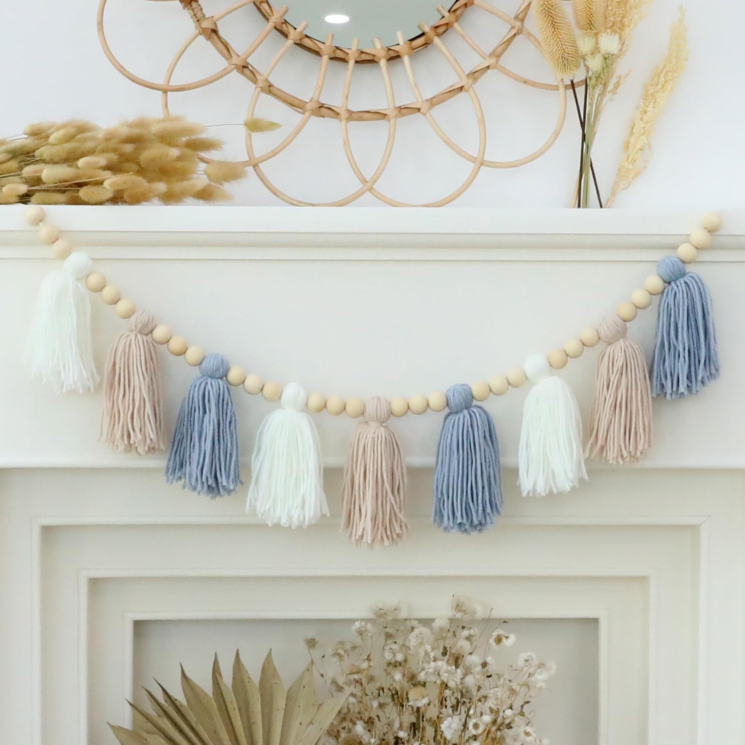 Birthday Boy Half Birthday Decorations High Chair Banner, 6 Month Tassel Wood Bead Highchair Garland Blue (Blue Banner) โ image 1