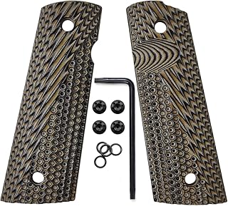Cool Hand 1911 G10 Grips, Full Size (Government/Commander), Gun Grips Screws Included, Magwell Cut, Mag Release, Ambi Safety Cut, New Generation OPS Texture, Coyote, H1M-JVM-24