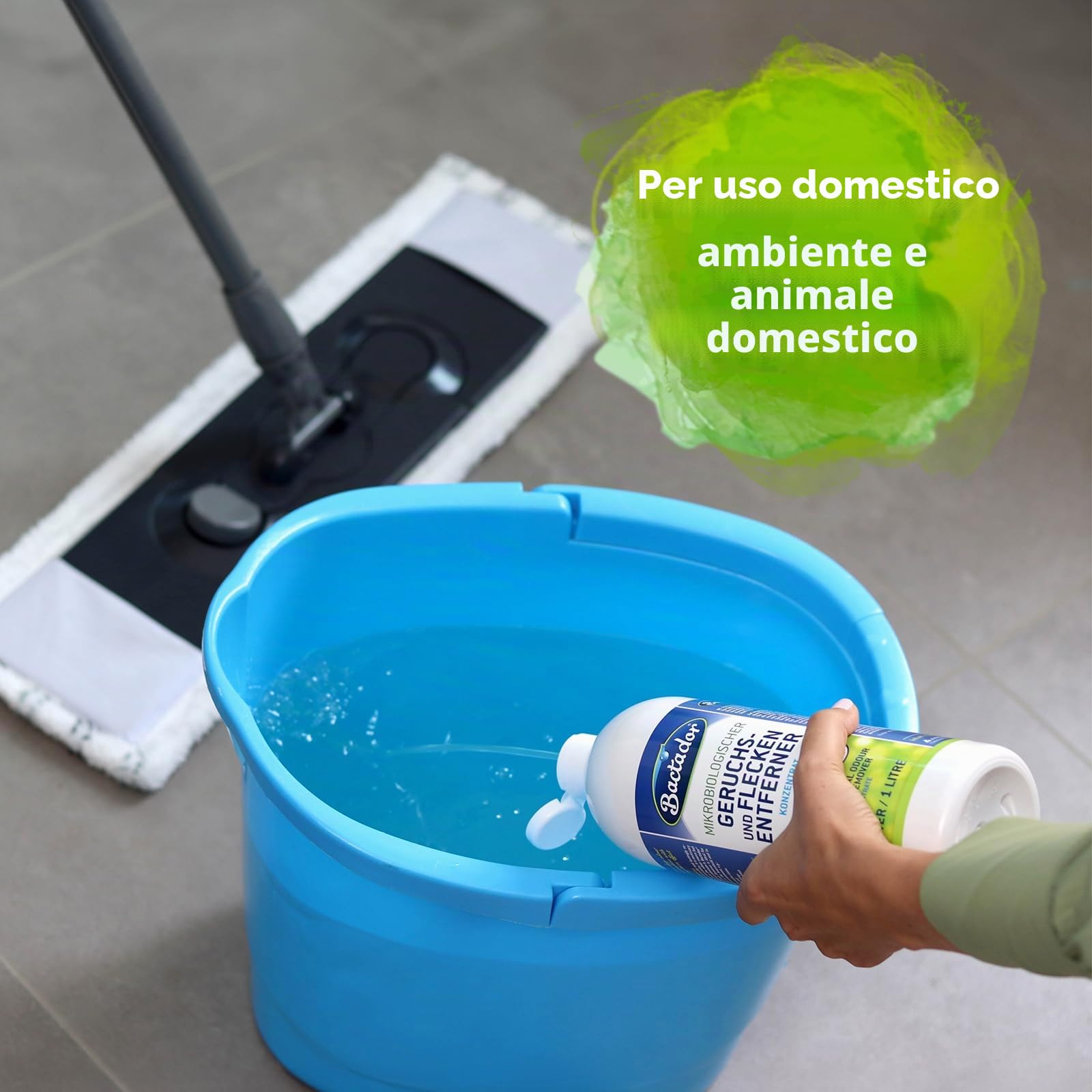 Bactador Anti-Odore E Smacchiatore Microbiologico 1 Litri - Concentrato - Detergente Enzimatico Biologico Contro Il Sudore, Gli Odori Degli Animali - Per La Casa, L'Auto E L'Ambiente Animale