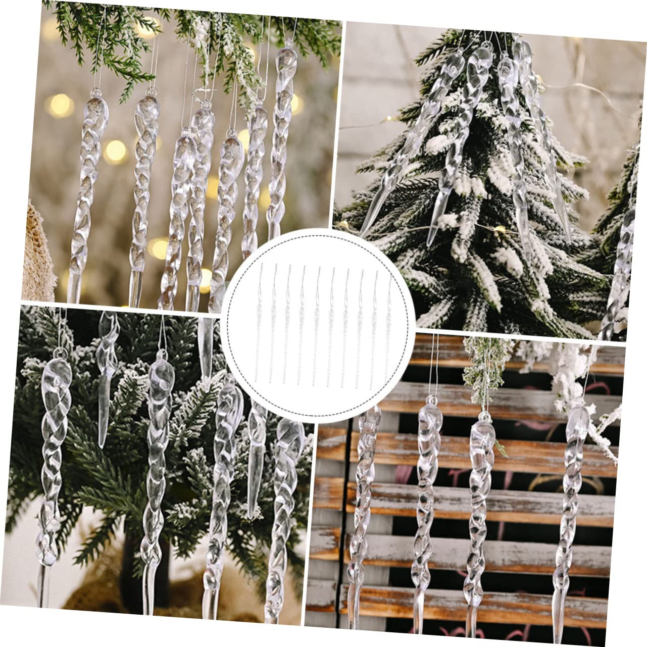 Cabilock 5 Sätze Teiliges Eiszapfen Hängedekoration Für Weihnachtsbaum Transparente Ornamente Für Innendekoration Festliche Weihnachtsfeier Dekorationen 36 Stück * 5