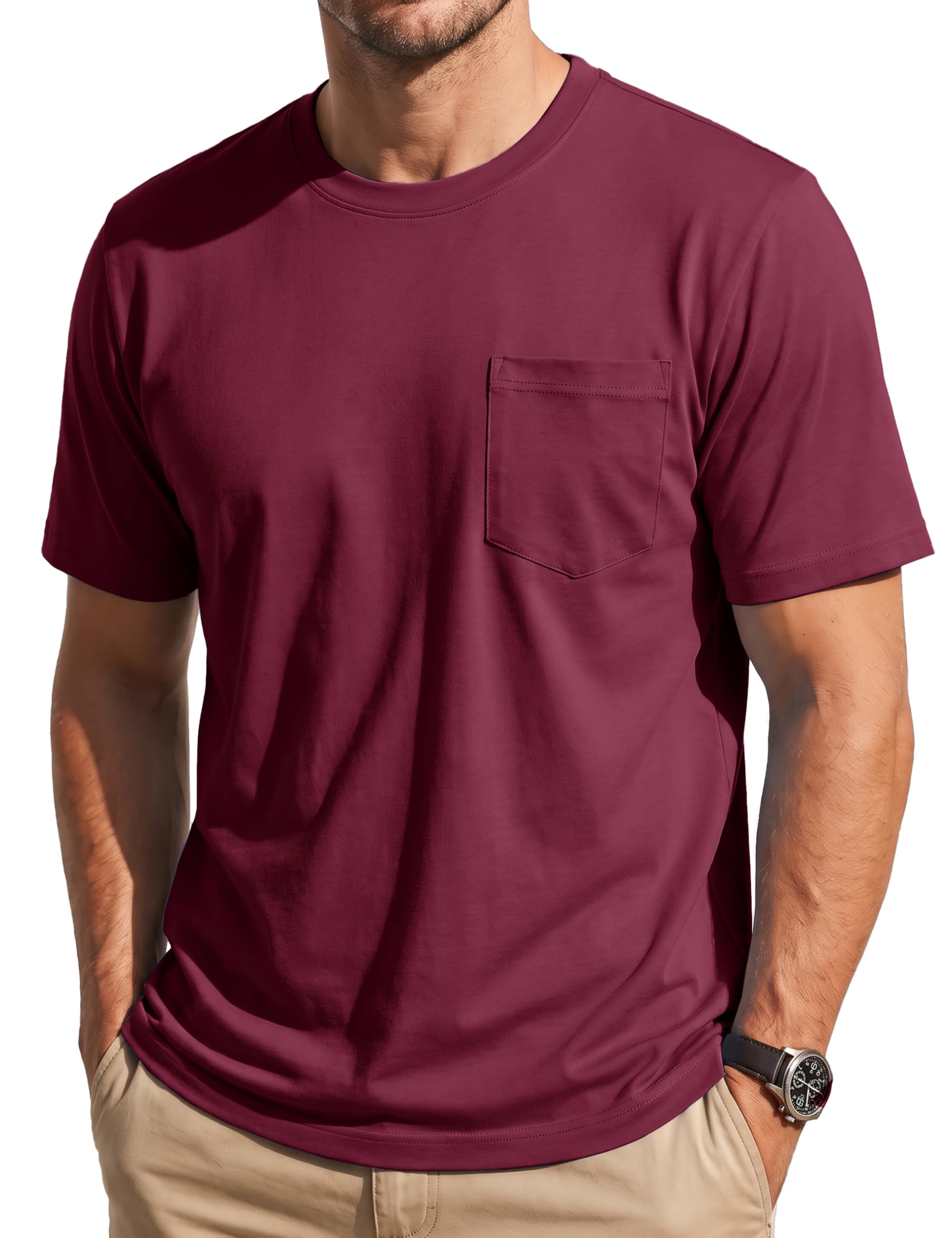Men's Pocket T-Shirt Short Sleeve Cotton Casual Tee