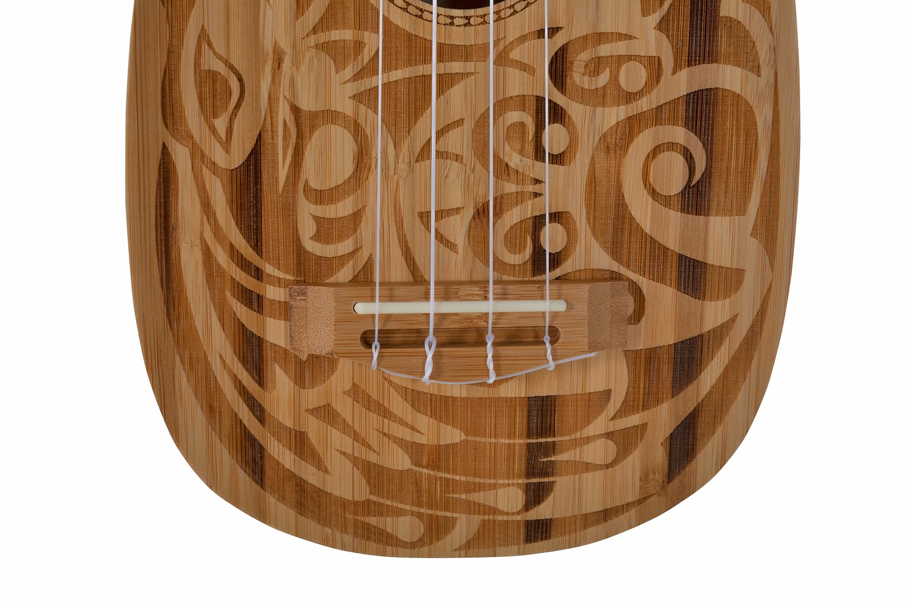 GEWA Soprano Ukulele Manoa Pineapple - Bambù massiccio - Motivo laser Haida - Naturale satinato - incl. Gig Bag imbottito - K-PA-BBH