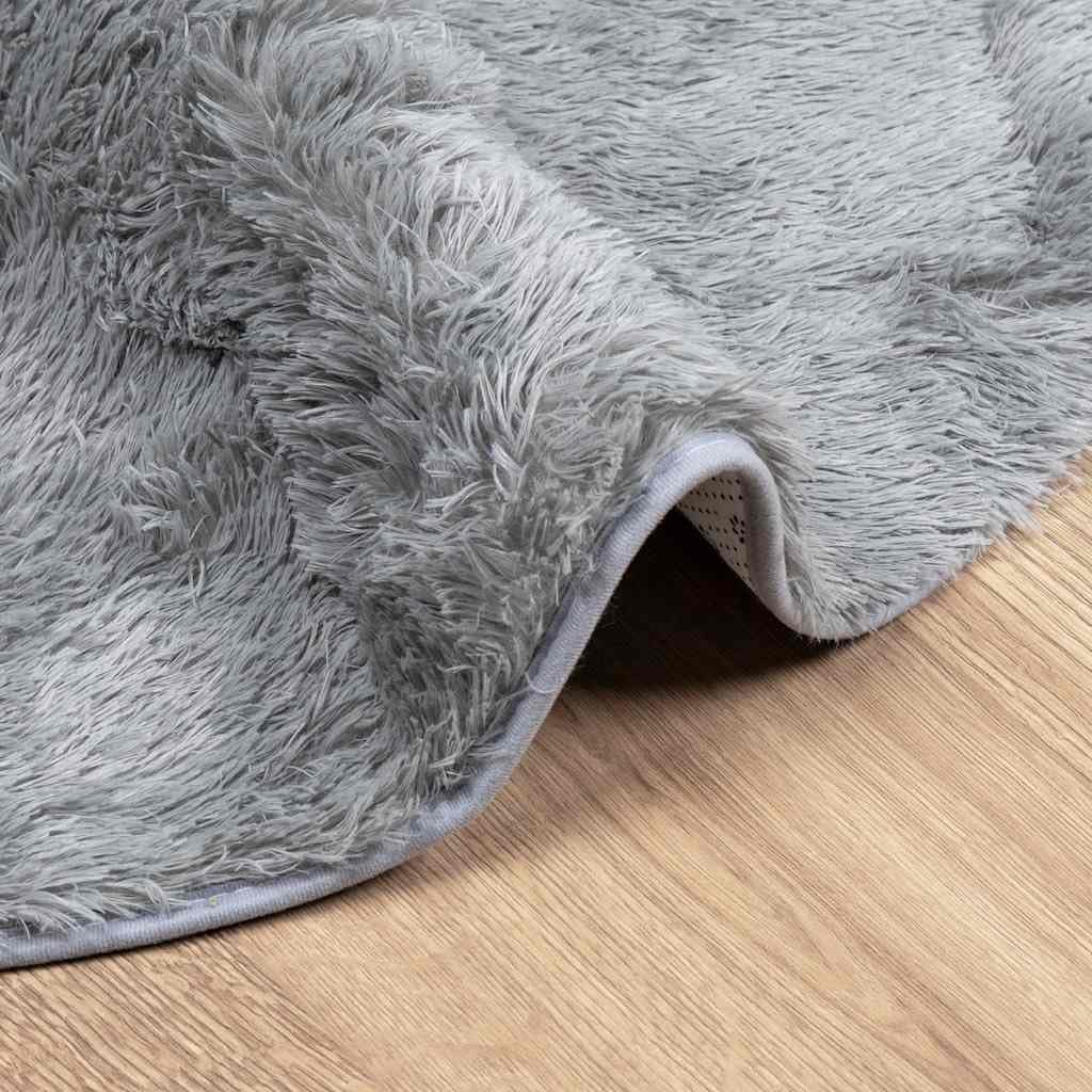Tappeto Shaggy Pelo Lungo NAVARRA Grigio Chiaro 120x120 cm