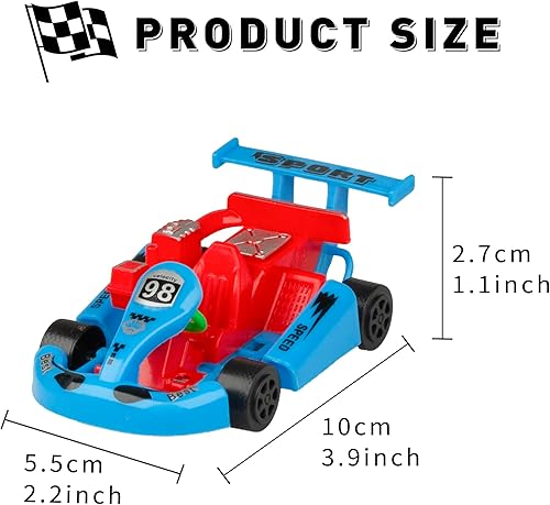 Miniatura 2 de PROLOSO 16 unidades de mini Go Karts para enrollar autos surtidos pequeños con tracción hacia atrás, autos de fricción, regalos de fiesta temática,