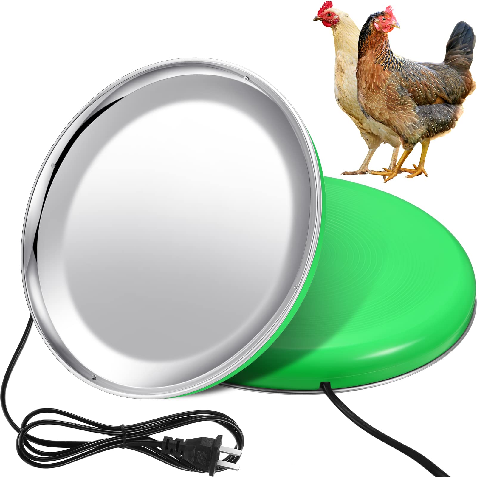 Chicken Water Heater for Winter Chicken Heated Waterer Base 110v 38w Surface Temperature Can Reach About 140 Fahrenheit Degree Poultry Drinker Electric Water Base(8.3 x 8.3 Inches,Green)