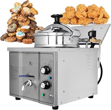 Stainless Steel Commercial Chicken Deep Fryer, 16L Countertop Electric Pressure Air Fryer, Electric Pressure Deep Fryer Cooking Professional Tabletop Restaurant Kitchen Frying Machine