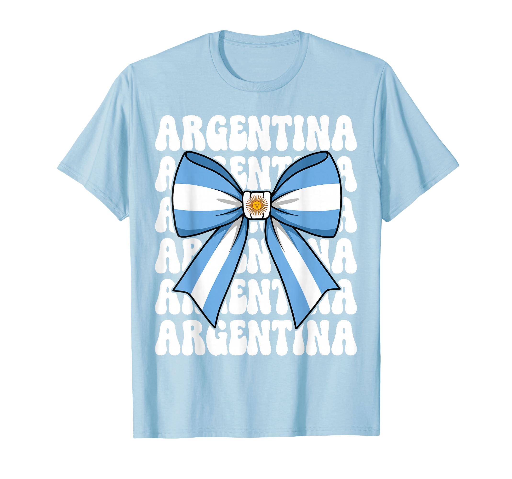 Argentina Flag Coquette Bow Retro Argenta Argentinian Girl T-Shirt