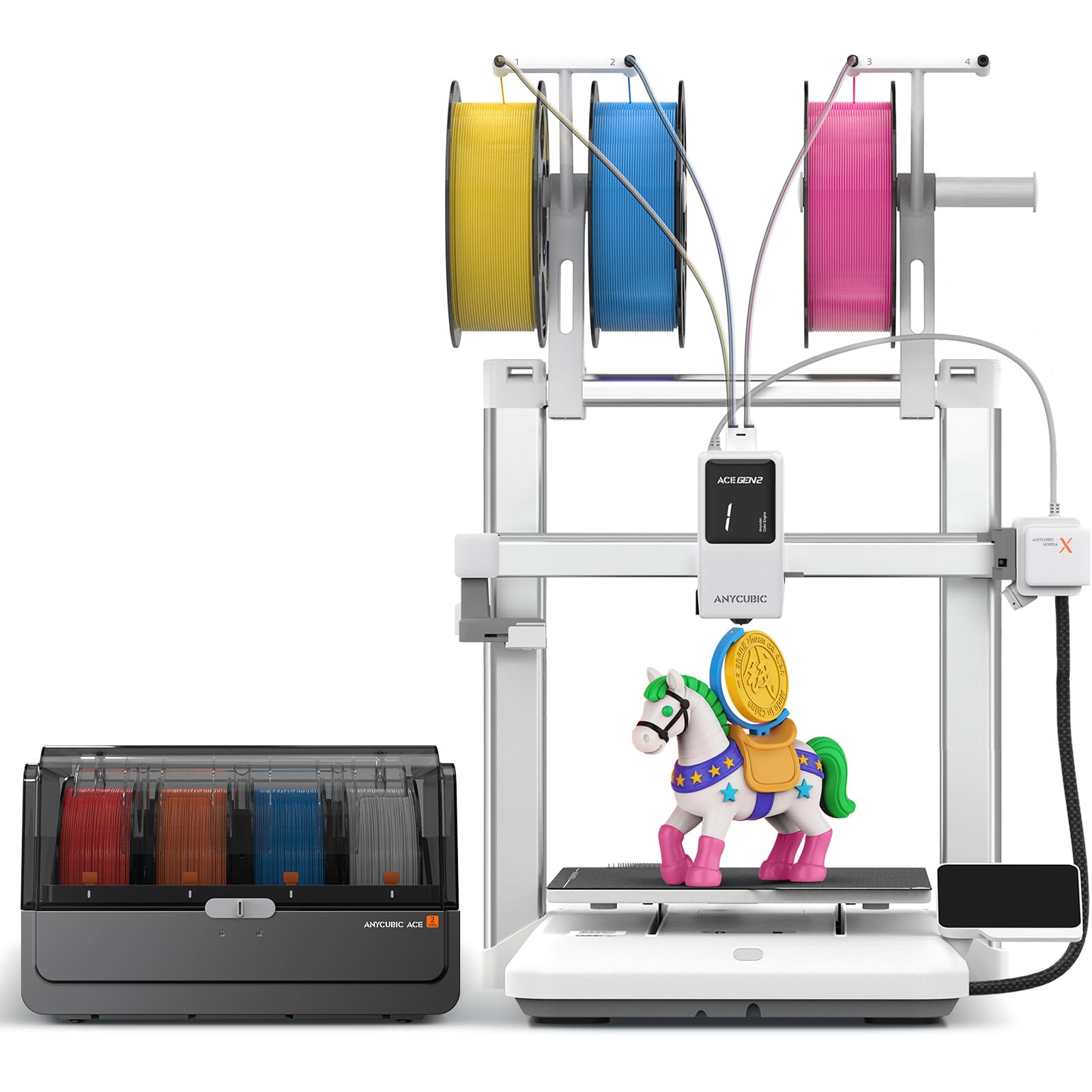 ANYCUBIC Kobra X Combo Impresora 3D, Admite Impresión Multicolor de 4-19 Colores, 600 mm/s Alta Velocidad FDM Impresoras 3D con Cámara, LeviQ 3.0 Automatic Leveling,Tamaño de Impresión 260x260x260mm