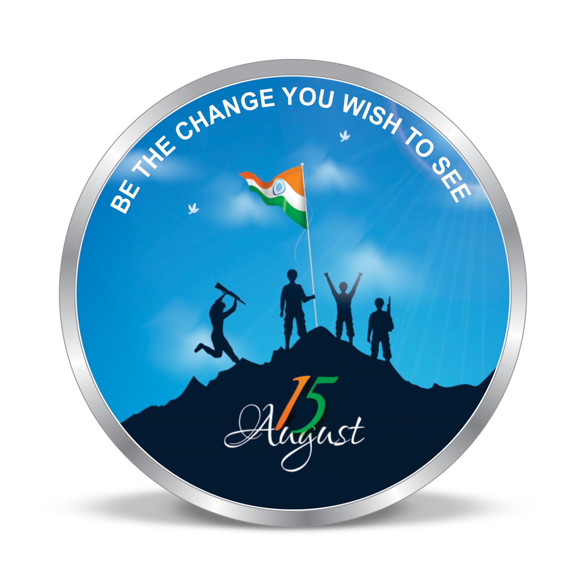 Precious Moments BIS Hallmarked Happy Independence Day 999 Pure Silver Coin by ACPL available in 10,20,50,100 gram.