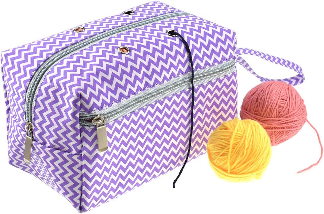 LOOEN Yarn Storage Bag,Drawstring Portable Knitting Bag for Crochet Project Yarn Skeins Crochet Hooks Knitting Needles Sewing Accessories Handicraft (Style 3, L)