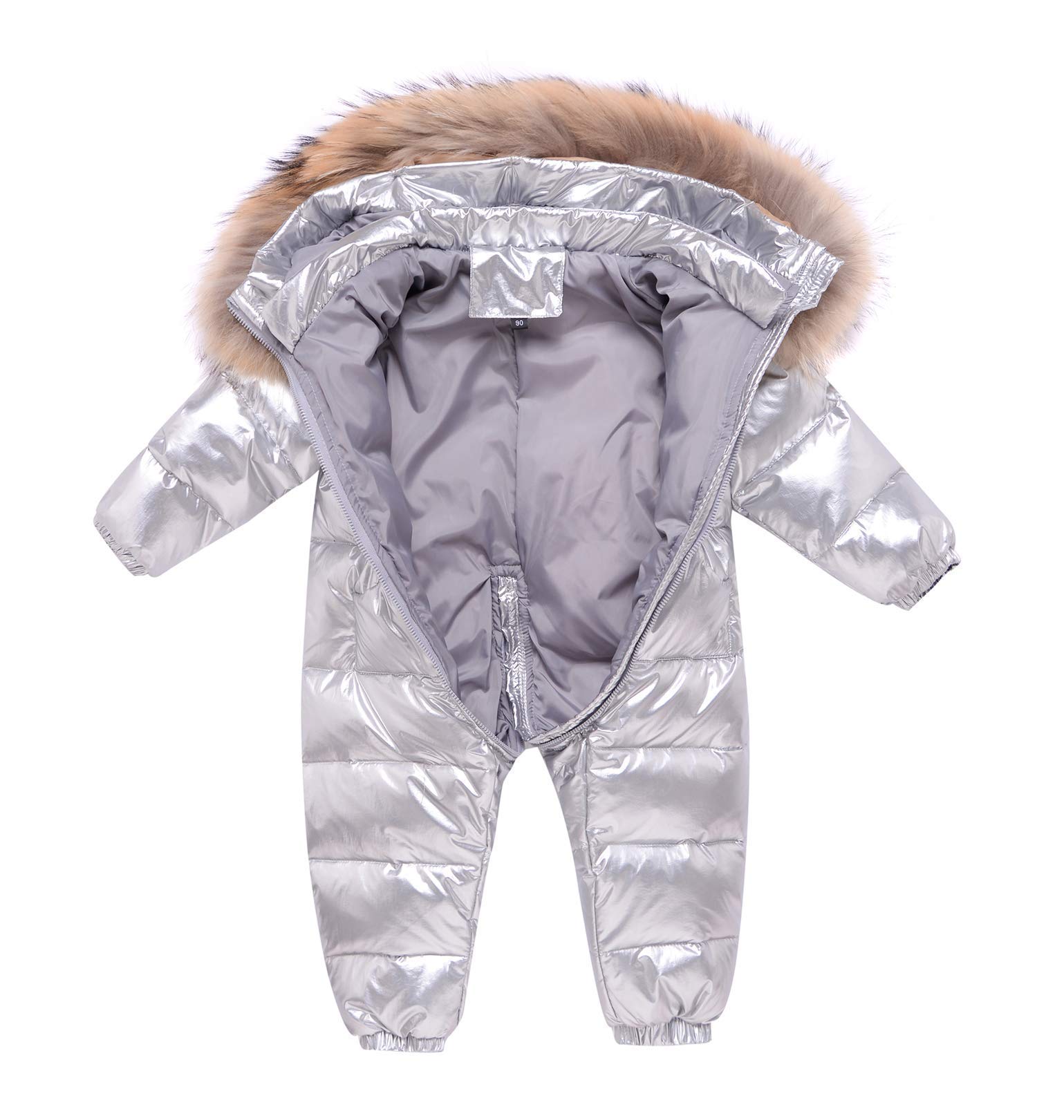 Bestgift Unisex dziecięcy puchowy kombinezon śnieżny zimowy z kapturem dla malucha ciepłe śpioszki