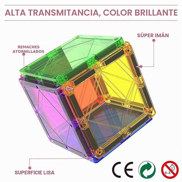 Foto 5 de 8 de Magblock 70 Piezas Magnéticas Bloques de Construcción Niños Azulejos Magnéticos Creatividad Juguetes…