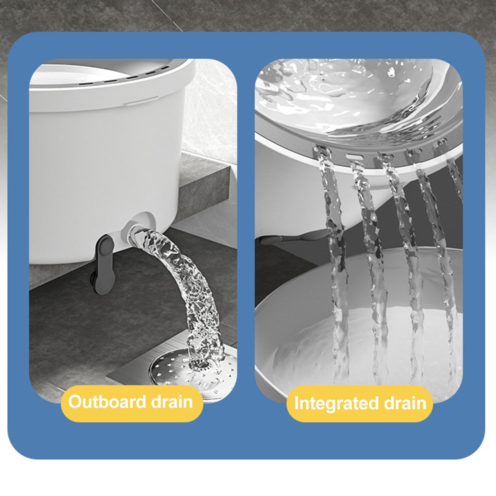 Juego de fregona giratoria y cubo con 2 almohadillas de microfibra reemplazables, sistema de agua sucia y limpia con cabezal de fregona giratorio de 360° para suelos de madera dura, mármol (redondo)