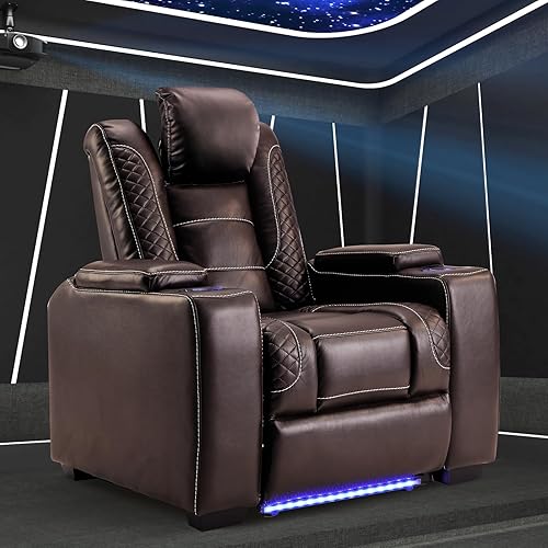 ANJ Power Home Theater Seating Recliner Chairs, PU Leather Recliner