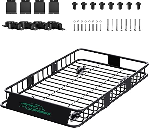 Cesta de techo de 64 x 39 x 6 pulgadas, cesta de carga resistente, tapa de 250 libras, portaequipajes universal para SUV, camión y automóvil