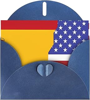 American Spain Flag Elegant Pearl Paper Holiday Greeting Card For Christmas, Blessing Card,Birthday, Valentine'S Day, And More