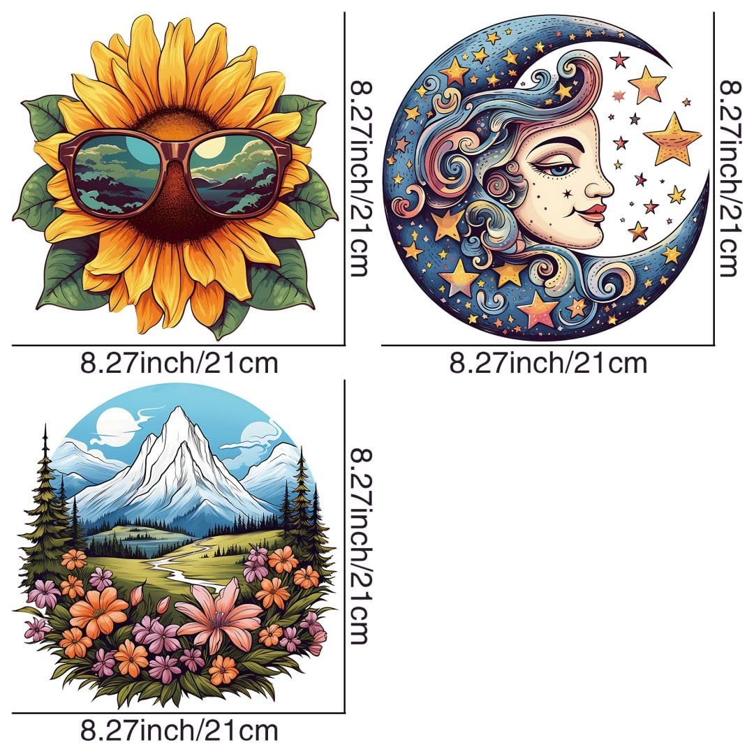 Hippie Sublimation Iron Transfer Patch Heat Transfer Sticker Vinyl Design Iron Applique T-Shirt Clothing DIY Craft Applique Clothing Decoration (P3)