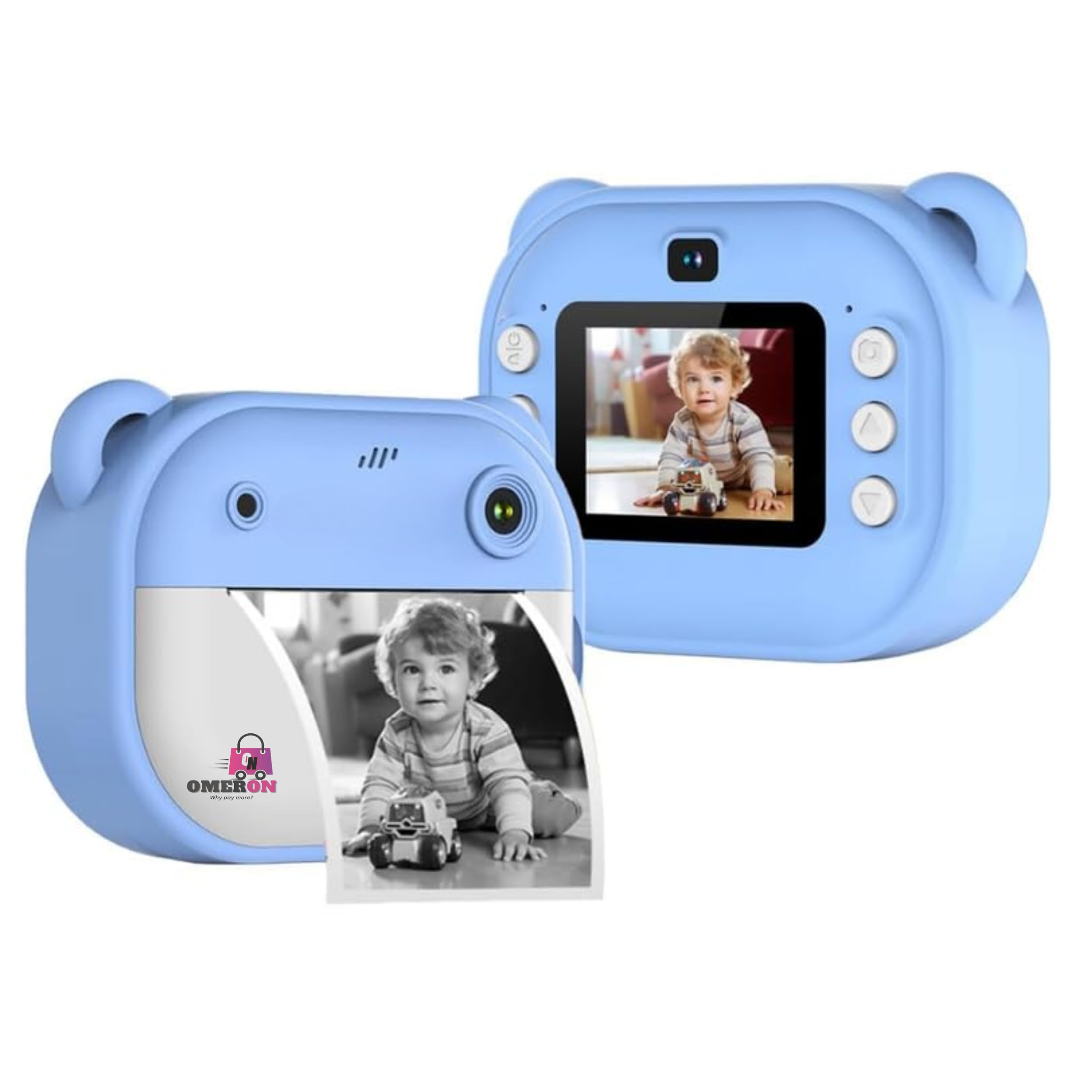 Omeron® 1 Year Warranty Kids Instant Print Camera 12MP HD Photo & Video, Built-in Thermal Printer, Rechargeable Battery, Fun Filters & Paper Rolls, Educational Gift Toy – Blue-image-28