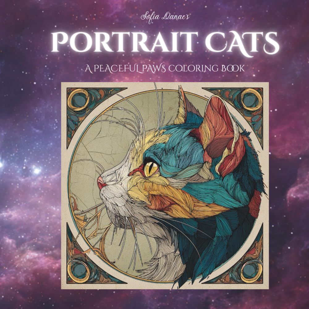 Portrait Cats: A Peaceful Paws Coloring Book Volume 6
