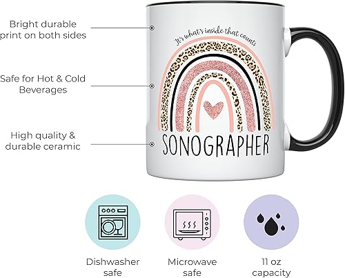 Miniatura 8 de YouNique Designs Taza de ecografista, 11 onzas, regalo de ecografía, taza de café con tecnología de ultrasonido, taza de ecografía cardíaca (blanco)