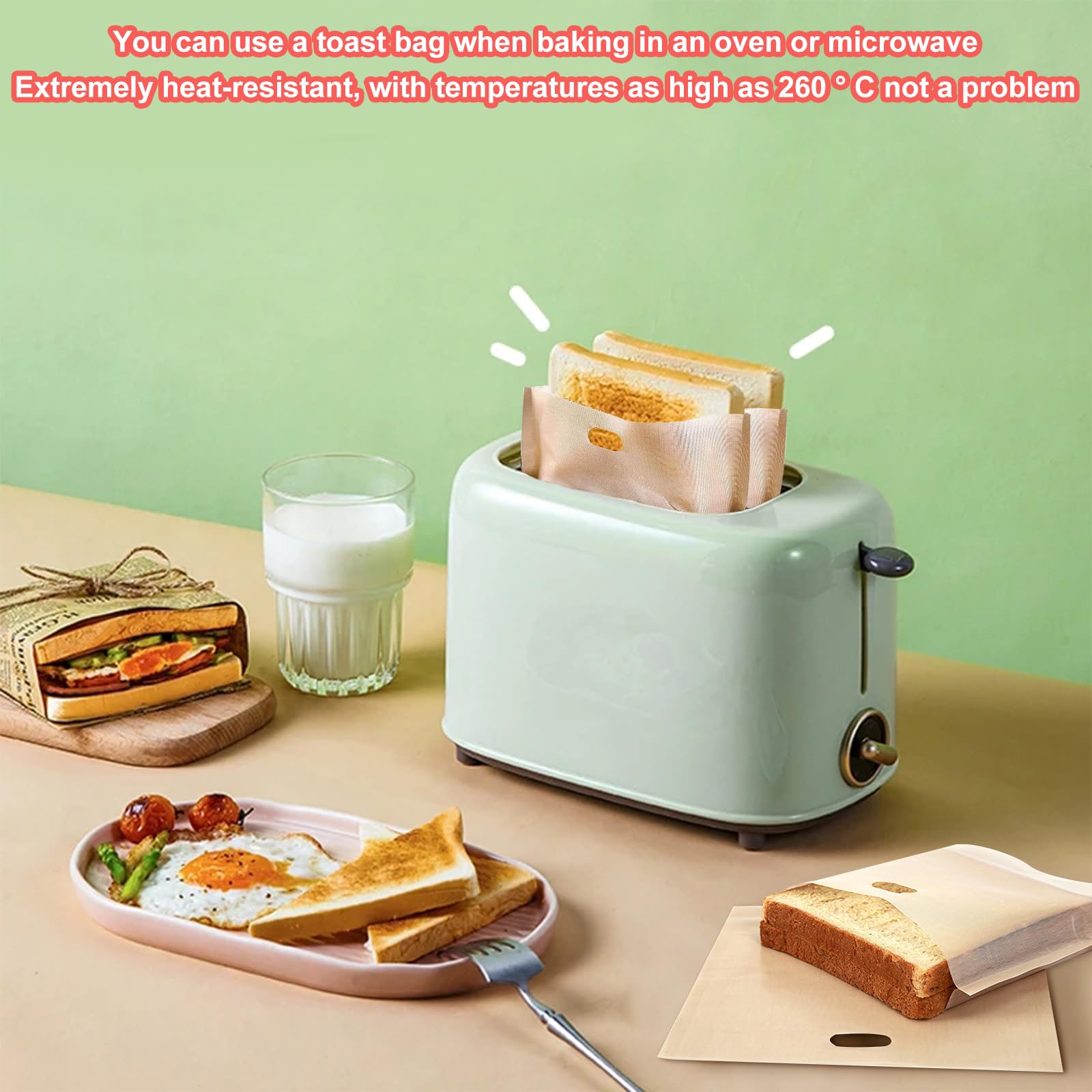 Sacchetti Per Tostapane Riutilizzabili - 10 Pezzi Antiaderenti Per Toast, Panini E Snack In Microonde O Tostapane - Foto 9