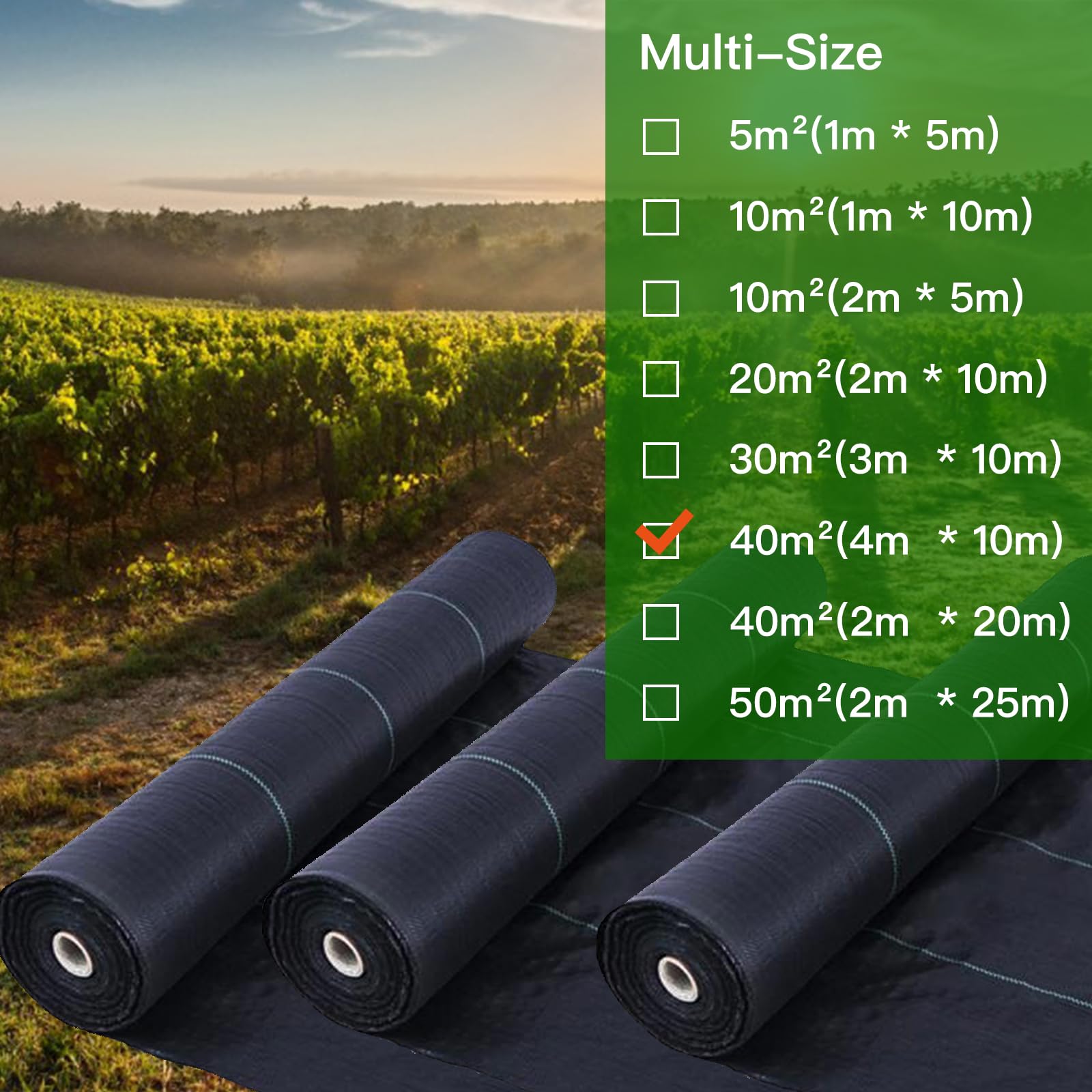 XVZ Unkrautvlies Gartenvlies 4m x 10m, 40m² Unkrautvlies 90g/m² wasserdurchlässig reißfestes Gewebe Unkrautvlies, Anti-Unkrautvlies Pflanzfolie
