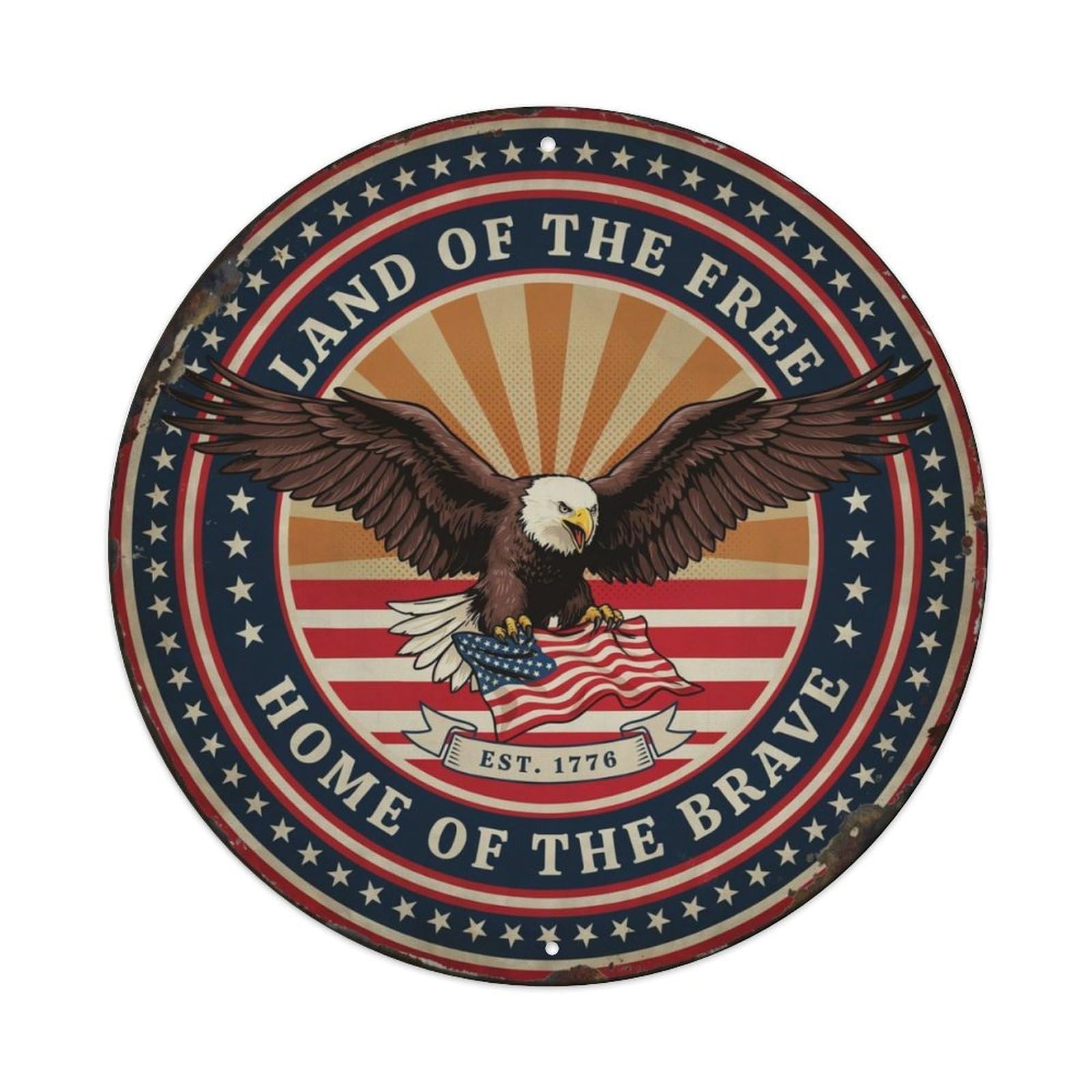American Eagle Flag Metal Tin Sign Plaque