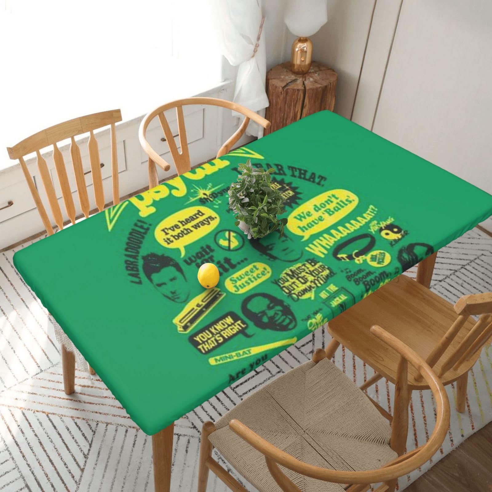BNVSADC Psych pineapple quote Printed 5FT Tablecloth Polyester Kitchen Water Resistant Table Cloth Dining Table Decoration Table Covers, 152x76 CM