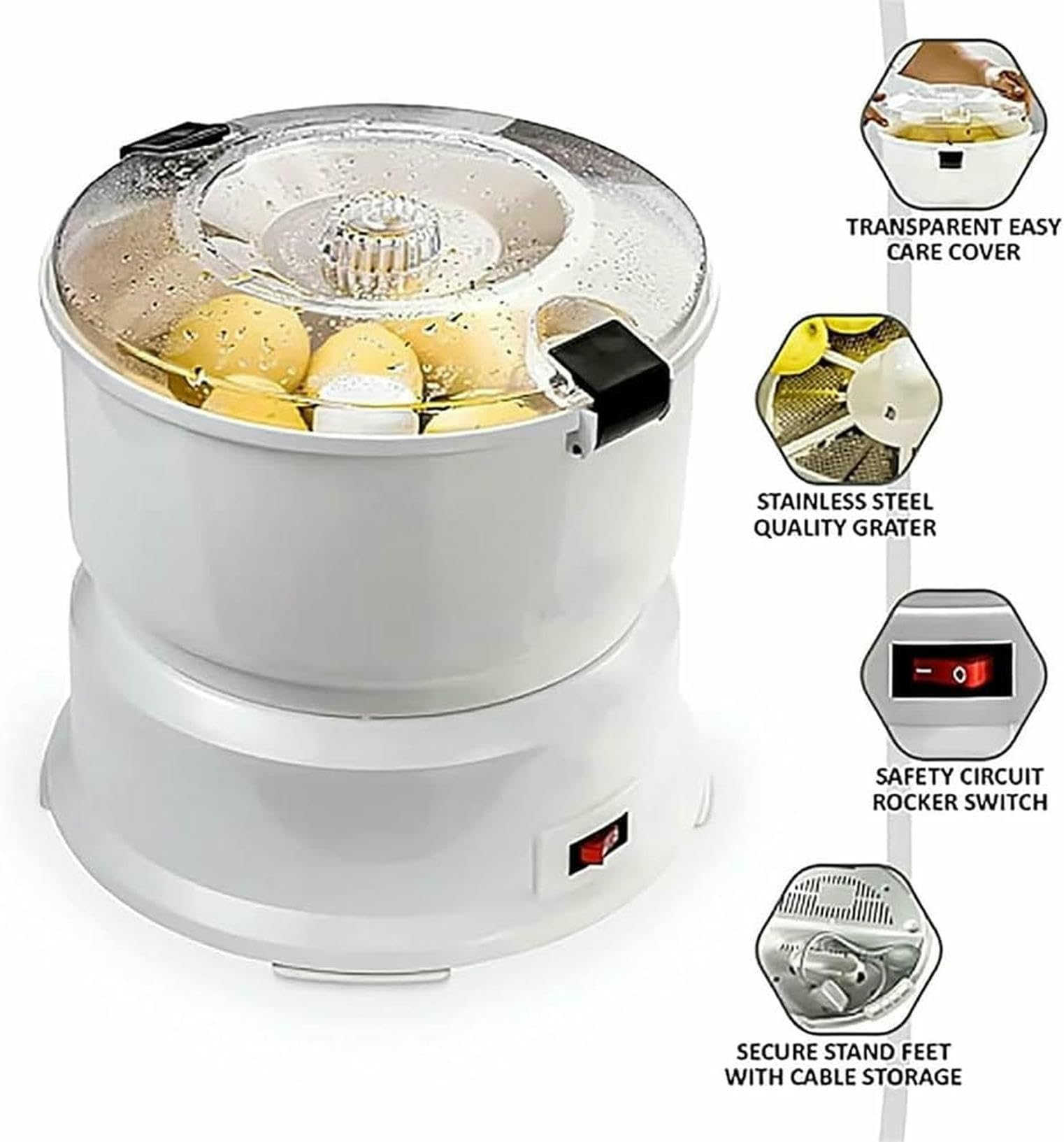 Pelador eléctrico de patatas de acero inoxidable, pelador de verduras fácil de pelar para cocina y uso comercial, 85 W