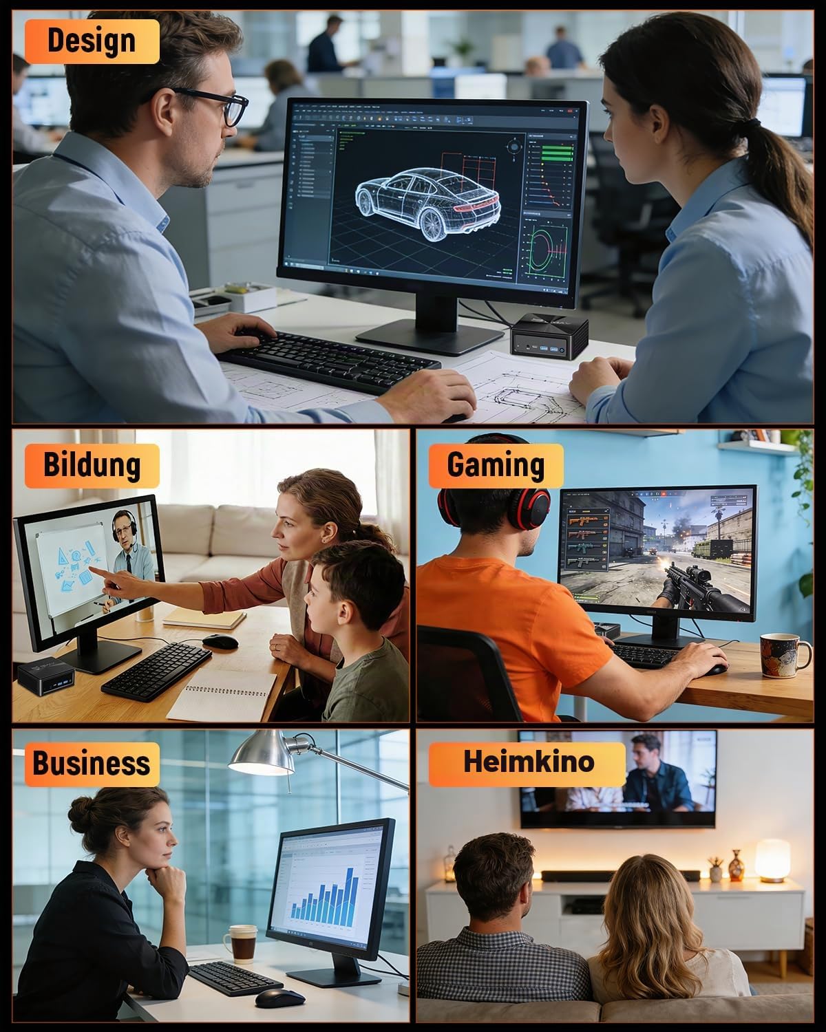 BMAX Mini PC AMD Ryzen 7 8745HS (bis 4,9 GHz), Radeon 780M Grafik, 16GB DDR5, 512GB PCIe 4.0 SSD 【Auf 256 GB + 4 TB erweiterbar​】Triple Display, WiFi 6, BT, 2.5G LAN Mini Computer Gaming/Büro/Zuhause
